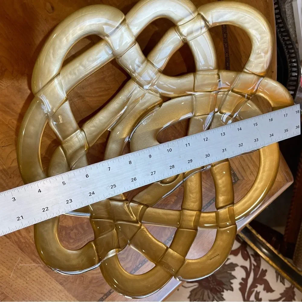 DECORATIVE GOLDEN Bronze Lattice Celtic Knot Weave Bowl!